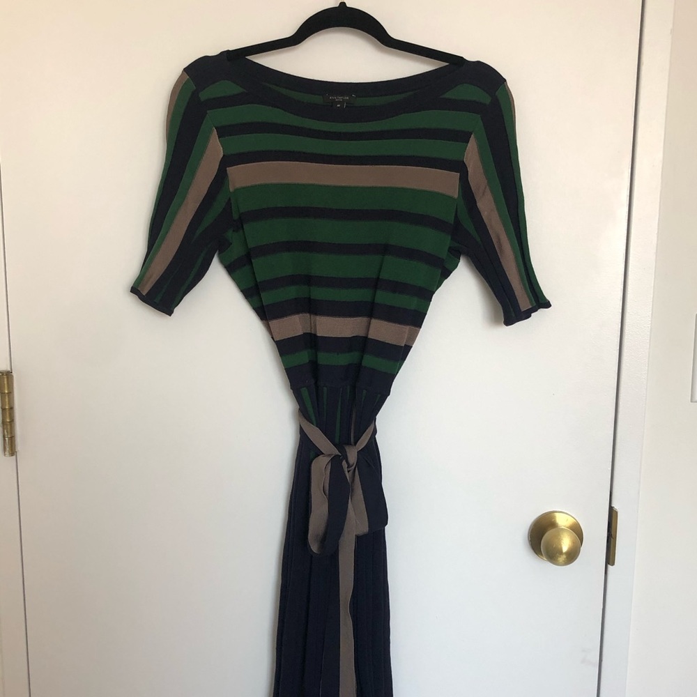 Ann Taylor Petite Mixed Stripe Belt Sweater Dress